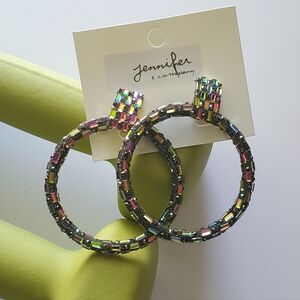 Multicolored Rhinestone Hoop Earrings